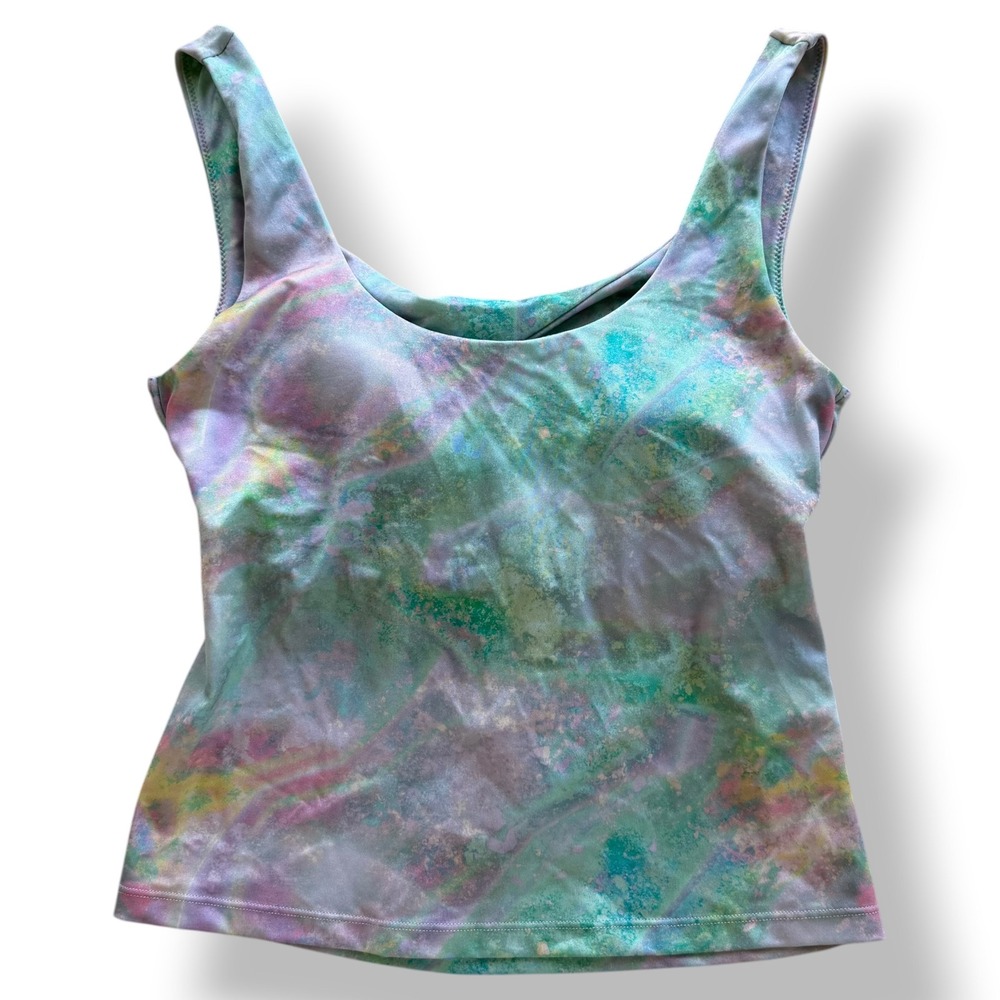 Fabletics Sm. Cosmic Halo Shine Teal Purple Oasis Twist Built-In Bra Tank Active